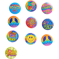 Tie-Dye 60s Buttons, 10-pk Composite_or_Mixed