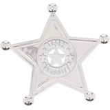 Insignes de police Deputy Sheriff, argenté, taille unique, paq. 8, accessoires de costume prêt-à-porter pour l'Halloween Front_Flat