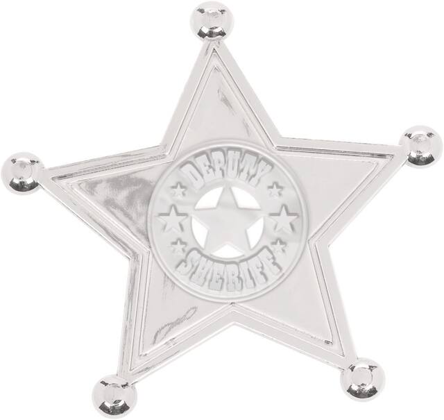 "Deputy Sheriff" Police Badges, Silver, One Size, 8-pk, Wearable Costume Accessories for Halloween Front_Flat