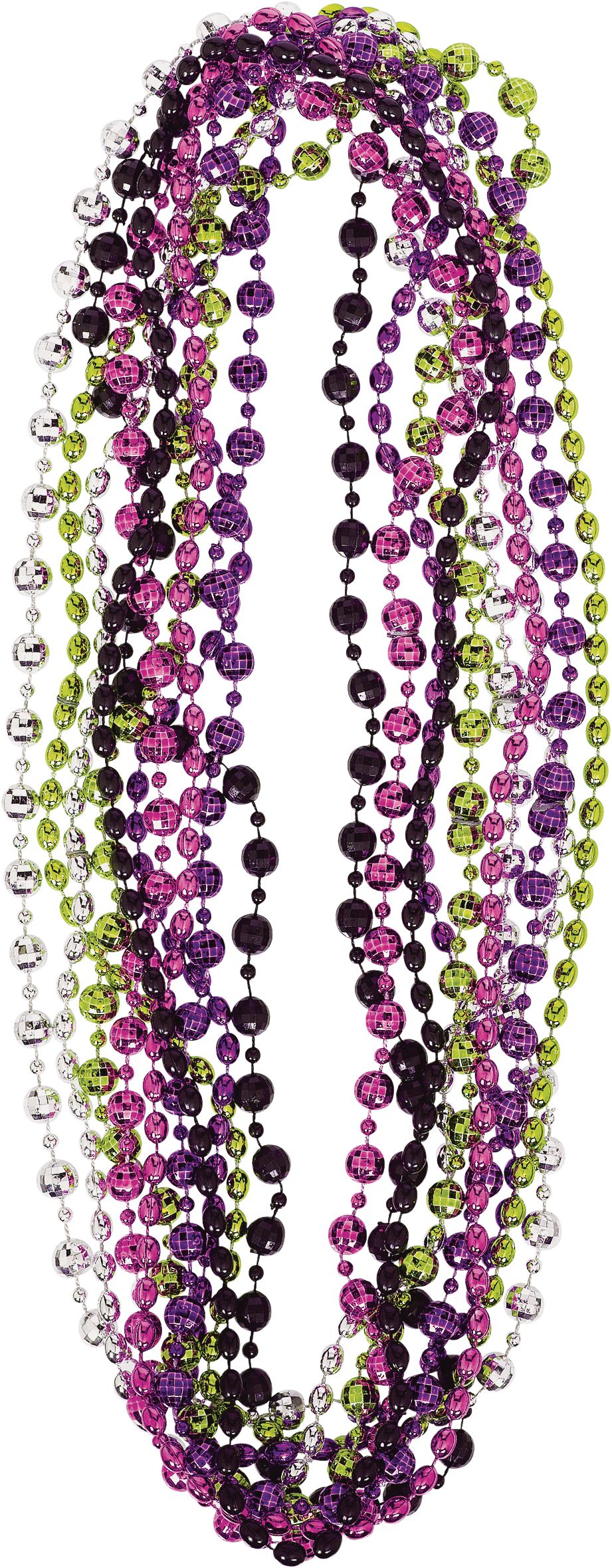 Colliers de perles disco des années 1970, multicolore, 15 po, paq. 10, accessoire de costume à porter pour l'Halloween Front_Flat