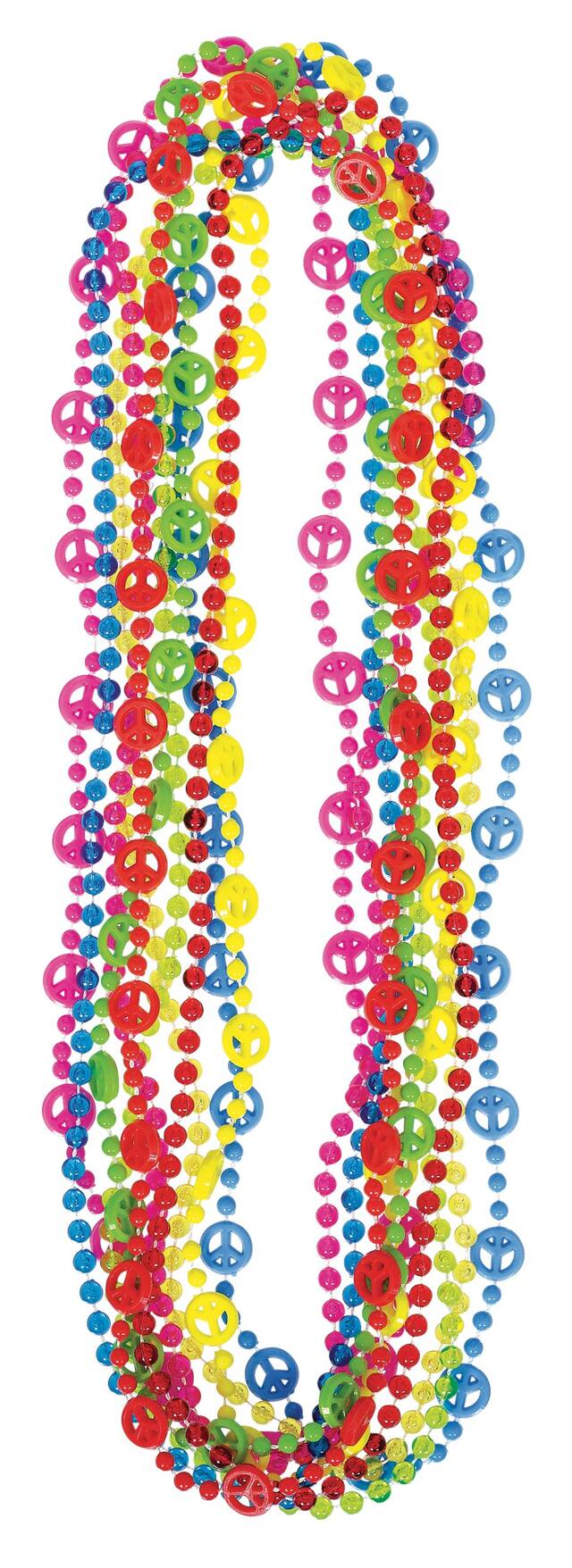 Colliers de perles et symboles de la paix multicolores, paq. 10 Front_Flat