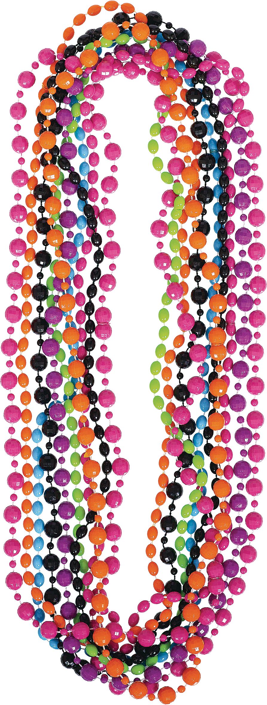 Multicolour 80s Bead Necklaces, 10-pk Front_Flat