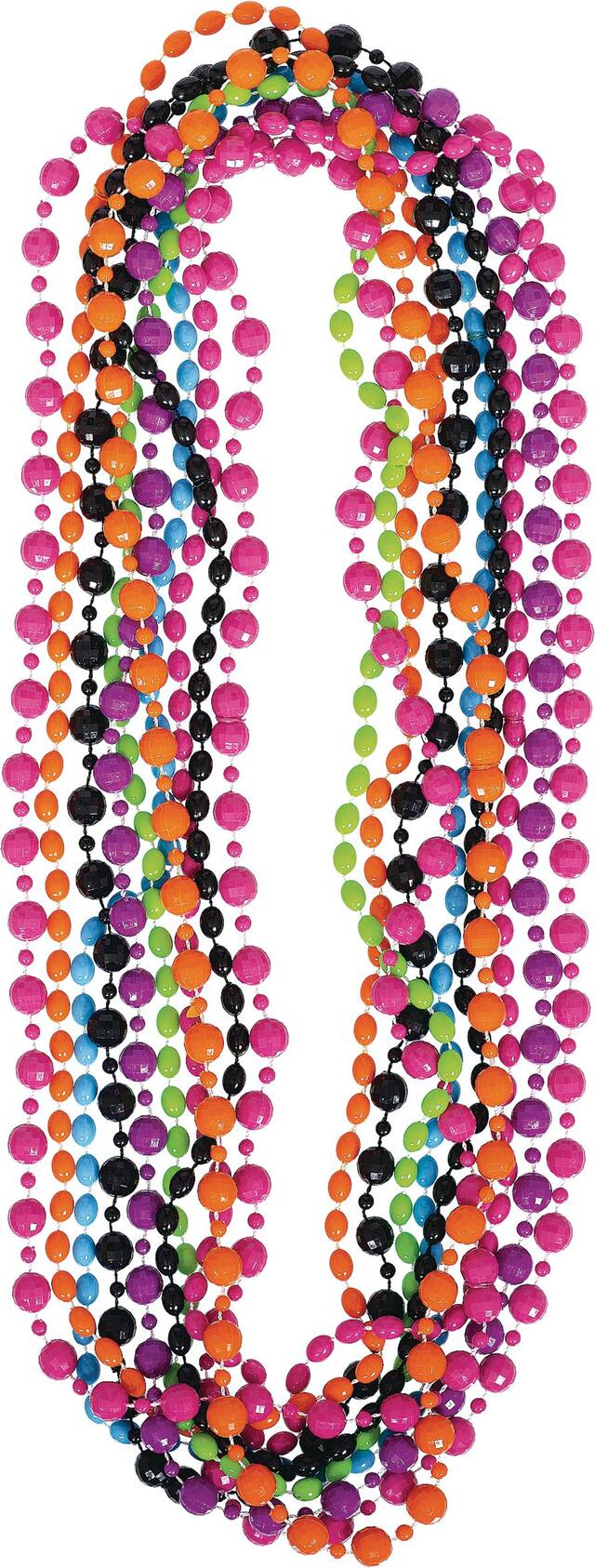 Multicolour 80s Bead Necklaces, 10-pk Front_Flat