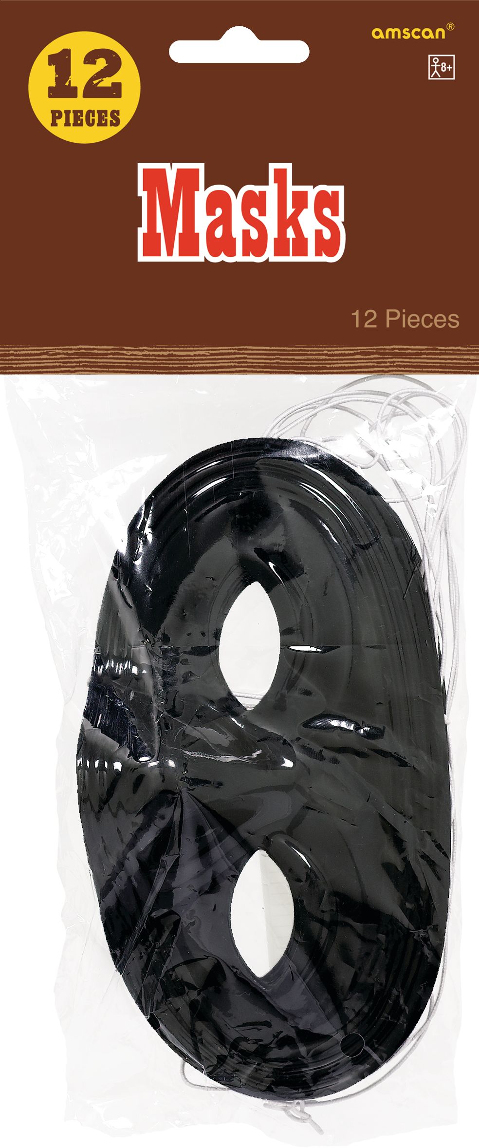 Black Domino Masks, 12-pk Front_Flat