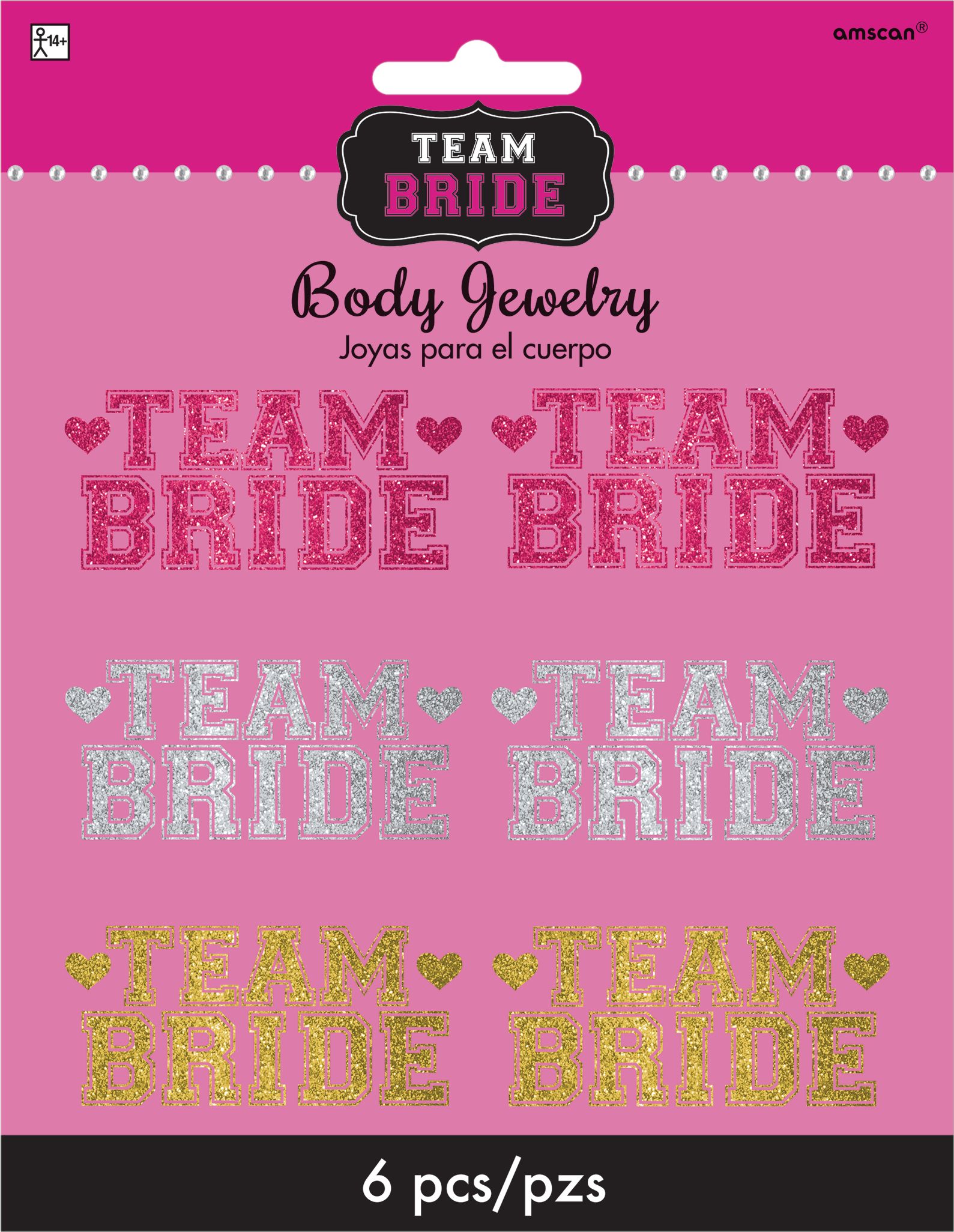 Team Bride Body Jewelry, 6-pk Front_Flat