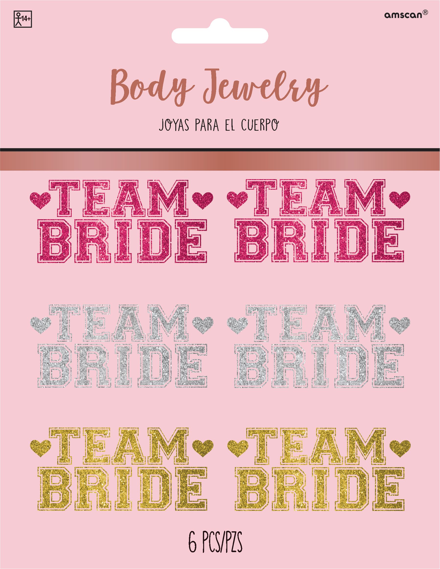 Team Bride Body Jewelry, 6-pk Front_Flat