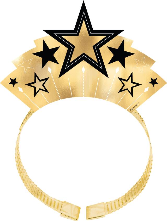 1920s Metallic Hollywood Headbands, Gold/Black, One Size, 8-pk, Wearable Costume Accessories for Halloween Front_Flat