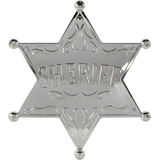 Grande insigne de police western en forme d'étoile avec mention Sheriff, argenté, taille unique, accessoire de costume à porter pour l'Halloween Front_Flat