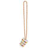Collier de perles avec verre à liqueur fiesta, orange, 5 oz, accessoire de costume prêt-à-porter pour l'Halloween Front_Flat