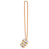 Fiesta Shot Glass Beaded Necklace, Orange, 5-oz, Wearable Costume Accessory for Halloween Front_Flat