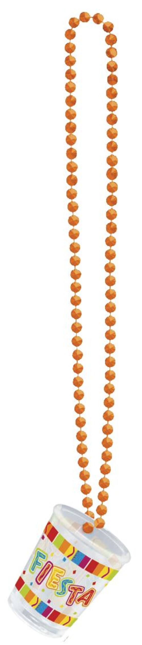 Fiesta Shot Glass Beaded Necklace, Orange, 5-oz, Wearable Costume Accessory for Halloween Front_Flat