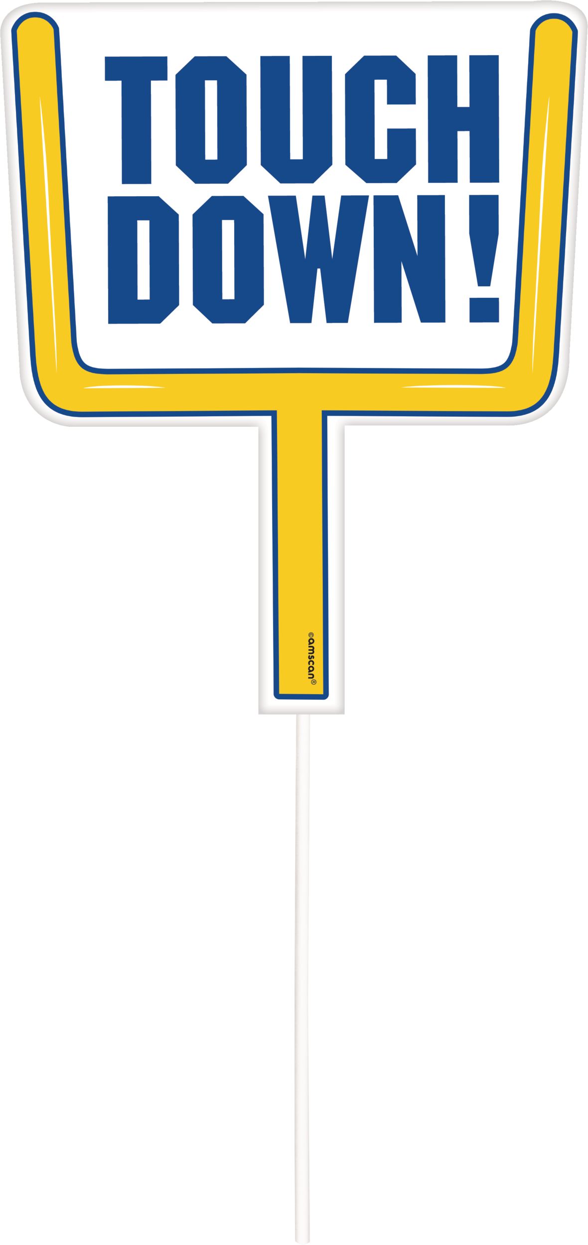 Football "Touch Down" Plastic Scene Setter Background Decoration with Photo Booth Props, Blue/Yellow, 14-in, 13-pk, for Sports Party Front_Flat