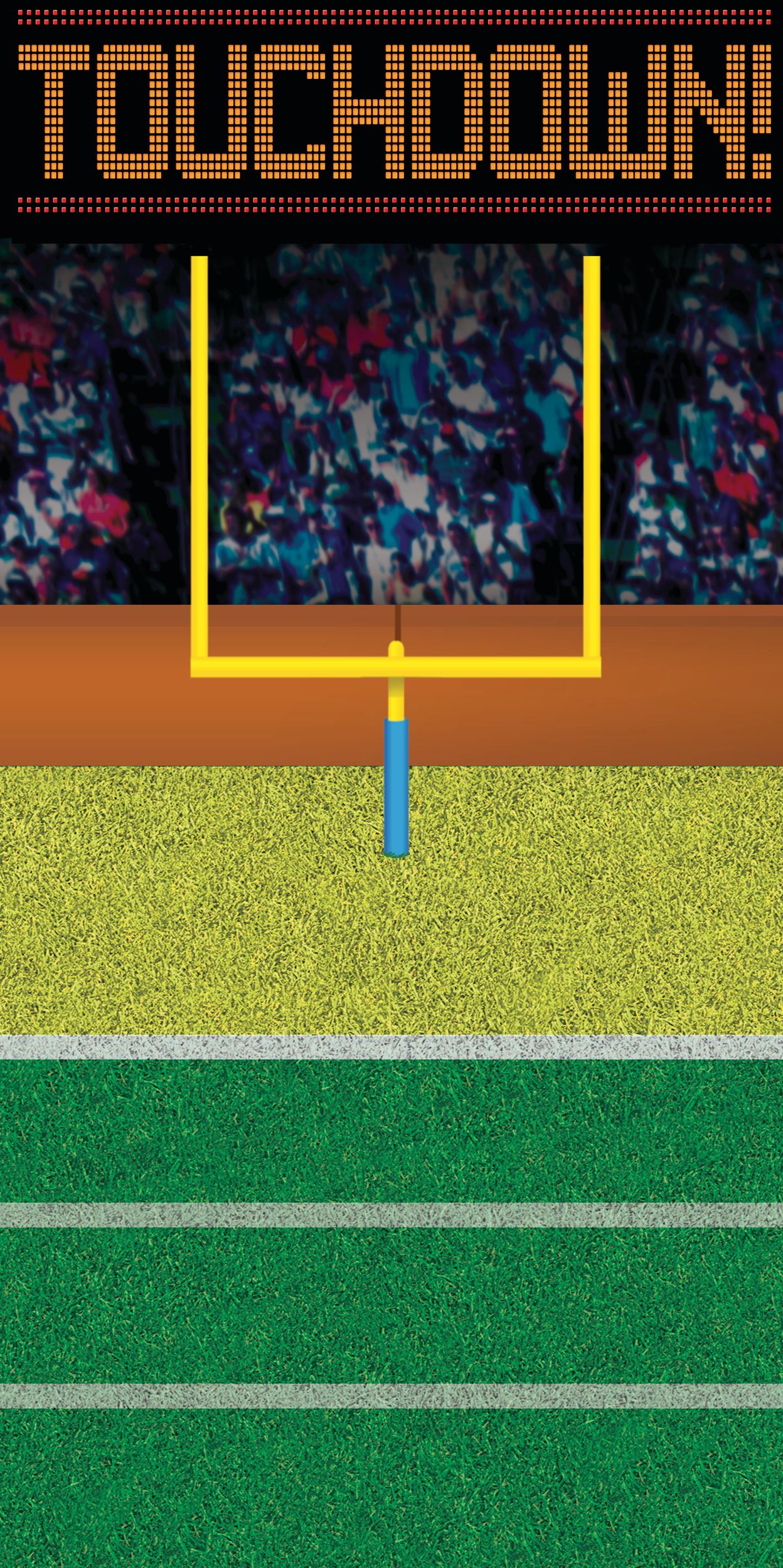 Football "Touch Down" Plastic Scene Setter Background Decoration with Photo Booth Props, Blue/Yellow, 14-in, 13-pk, for Sports Party Front_Flat