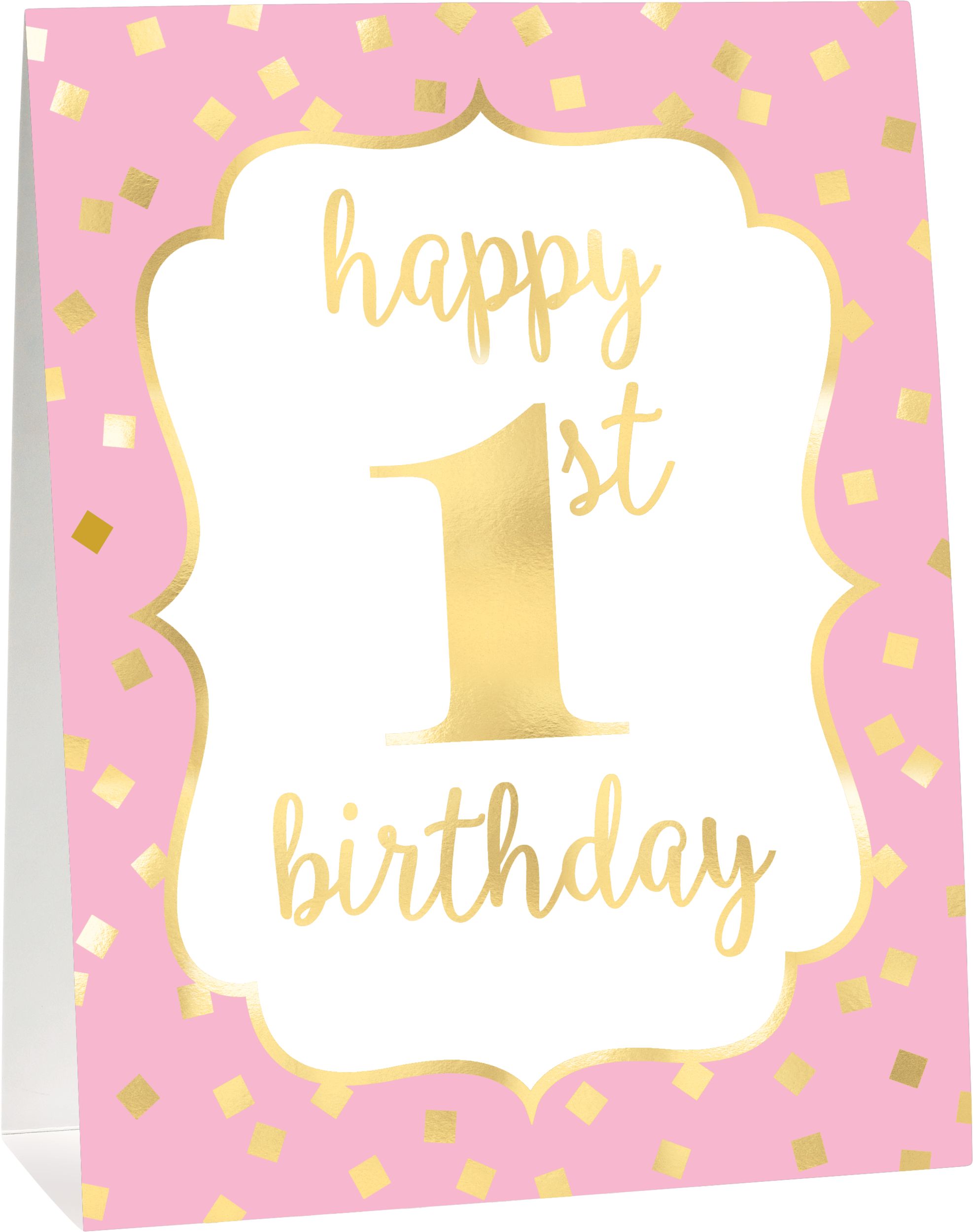 Metallic Pink  Gold 1st Birthday Buffet Decorating Kit, 12-pc Front_Angled_Right