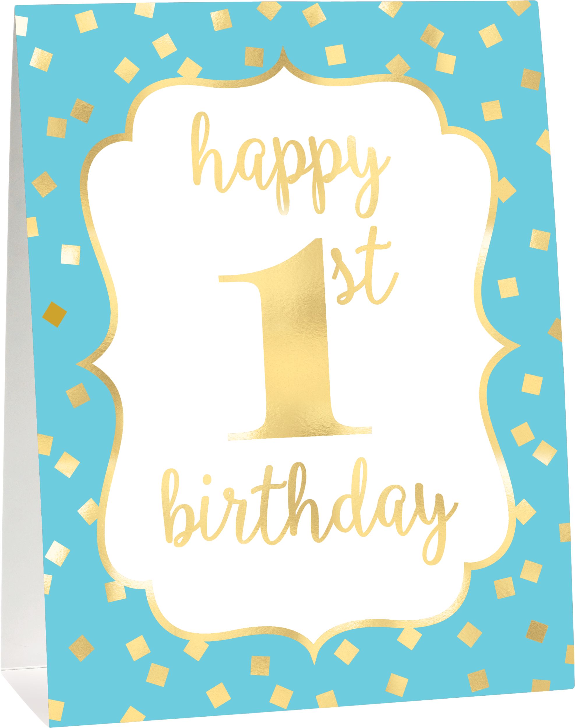 Metallic Blue  Gold 1st Birthday Buffet Decorating Kit, 12-pc Front_Angled_Right