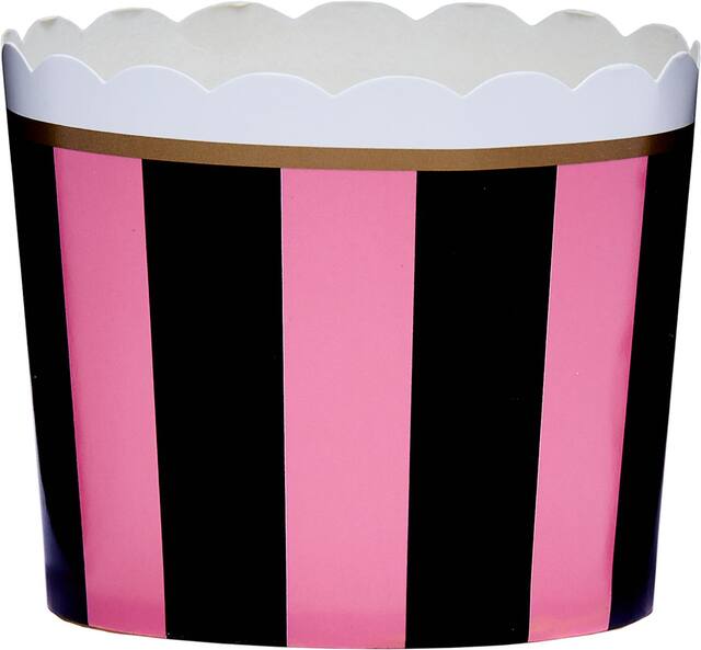 Bols festonnés rose et noir, paq. de 24 Front_Elevated