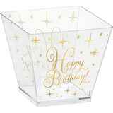 Mini Metallic Gold Birthday Plastic Cubed Bowls, 30-pk Front_Angled_Right