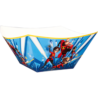 Disney Pixar The Incredibles Round Plastic Reusable Serving Bowls, Blue, 9.5-in, 3-pk, for Birthday Party Front_Angled_Right