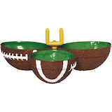 Football Plastic Reusable Condiment Dish Bowl, Brown/Green, 9.7-in, for Sports Party Front_Elevated
