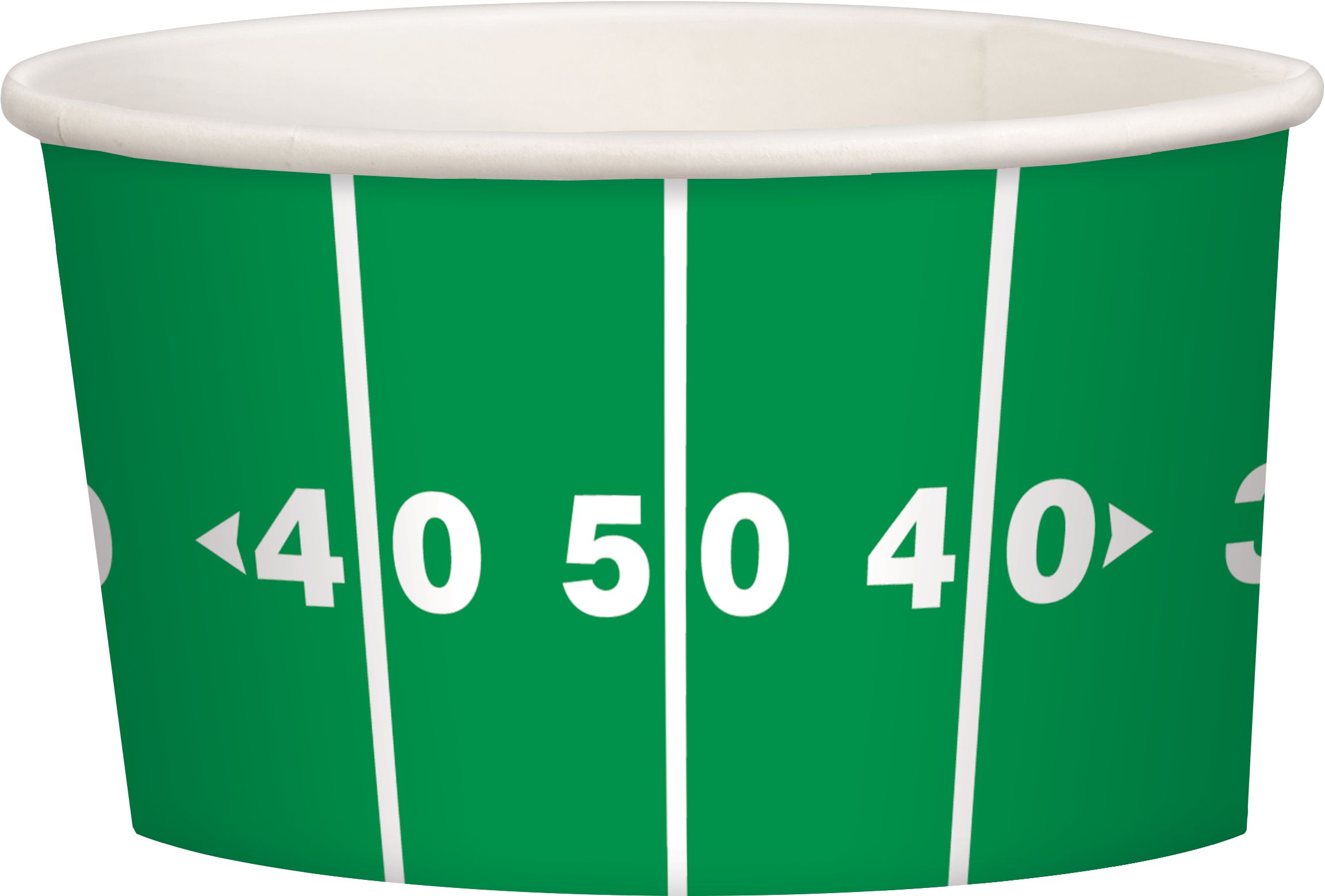Football Paper Disposable Treat Cups, Green, 4-in, 8-pk,  for Sports Party Front_Elevated