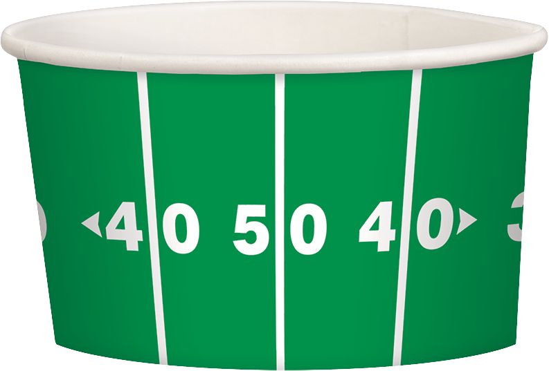 Football Paper Disposable Treat Cups, Green, 4-in, 8-pk,  for Sports Party Front_Elevated