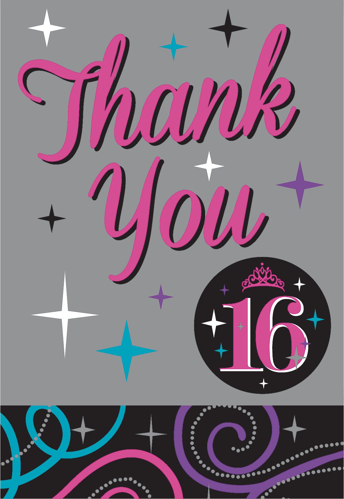 Celebrate Sweet 16 Invitations and Thank You Notes, 20-pk Front_Flat
