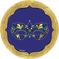 Assiettes à dessert sur le thème de bal masqué Soirée déguisée, paq. 8 Overhead_Flat