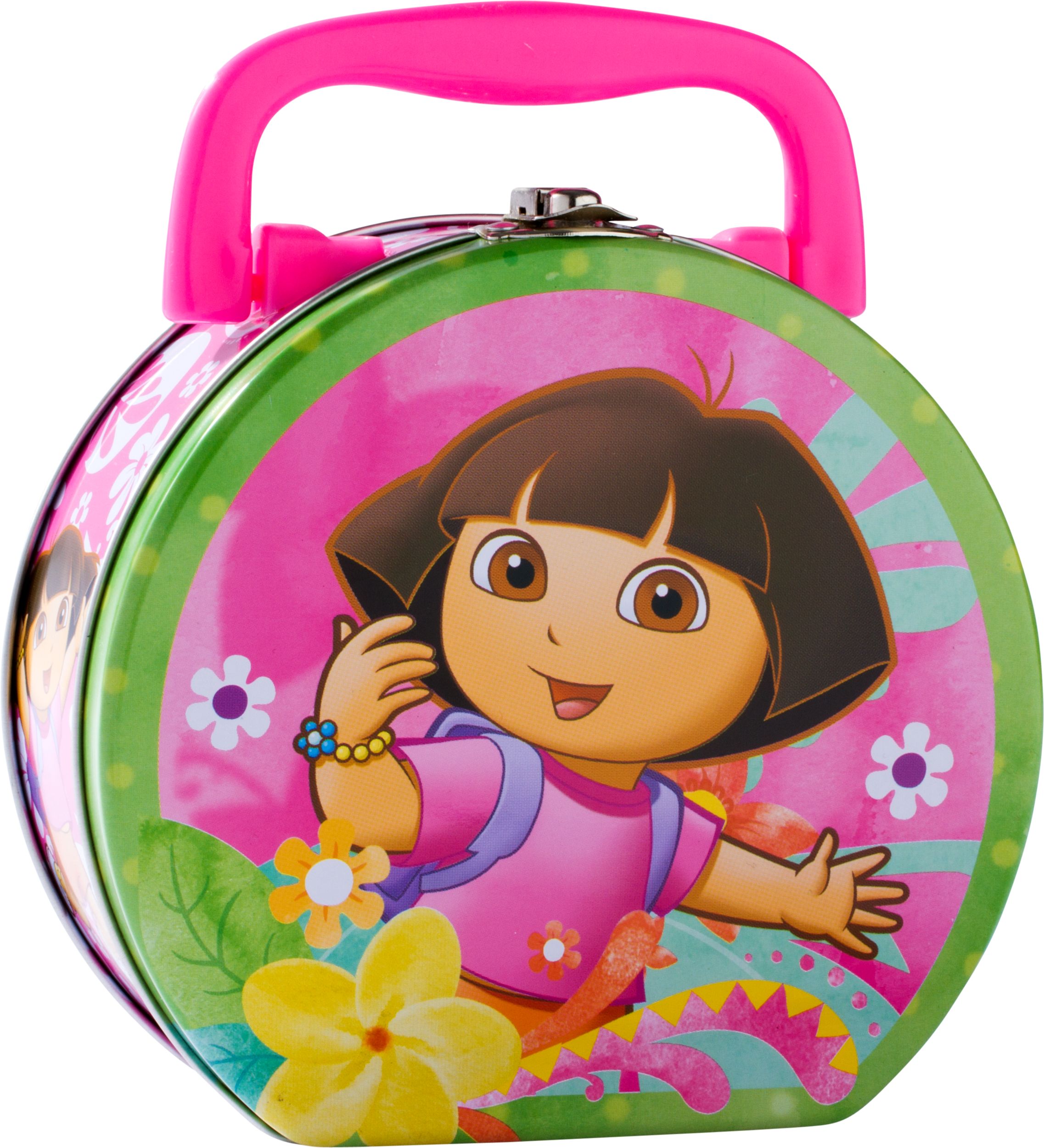 Mini Dora the Explorer Tin Box Front_Three_Fourths_Angled_Right