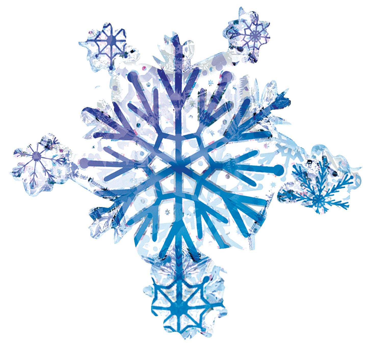 Snowflake Satin Foil Balloon, Silver/Blue, 26-in, Helium Inflation & Ribbon Included for Winter/Christmas Front_Flat