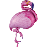 Ballon en aluminium satiné, flamant rose, rose, 35 po, gonflement à l'hélium et ruban inclus, pour l'été Front_Angled_Right