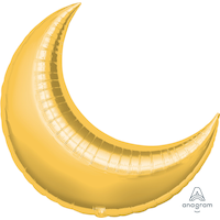 Eid Crescent Foil Balloon, Gold, Helium Inflation Included, 35-in Front_Flat