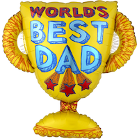 Ballon en aluminium satiné trophée World's Best Dad, jaune, 35 po, gonflement à l'hélium et ruban inclus, pour la fête des Pères Front_Flat