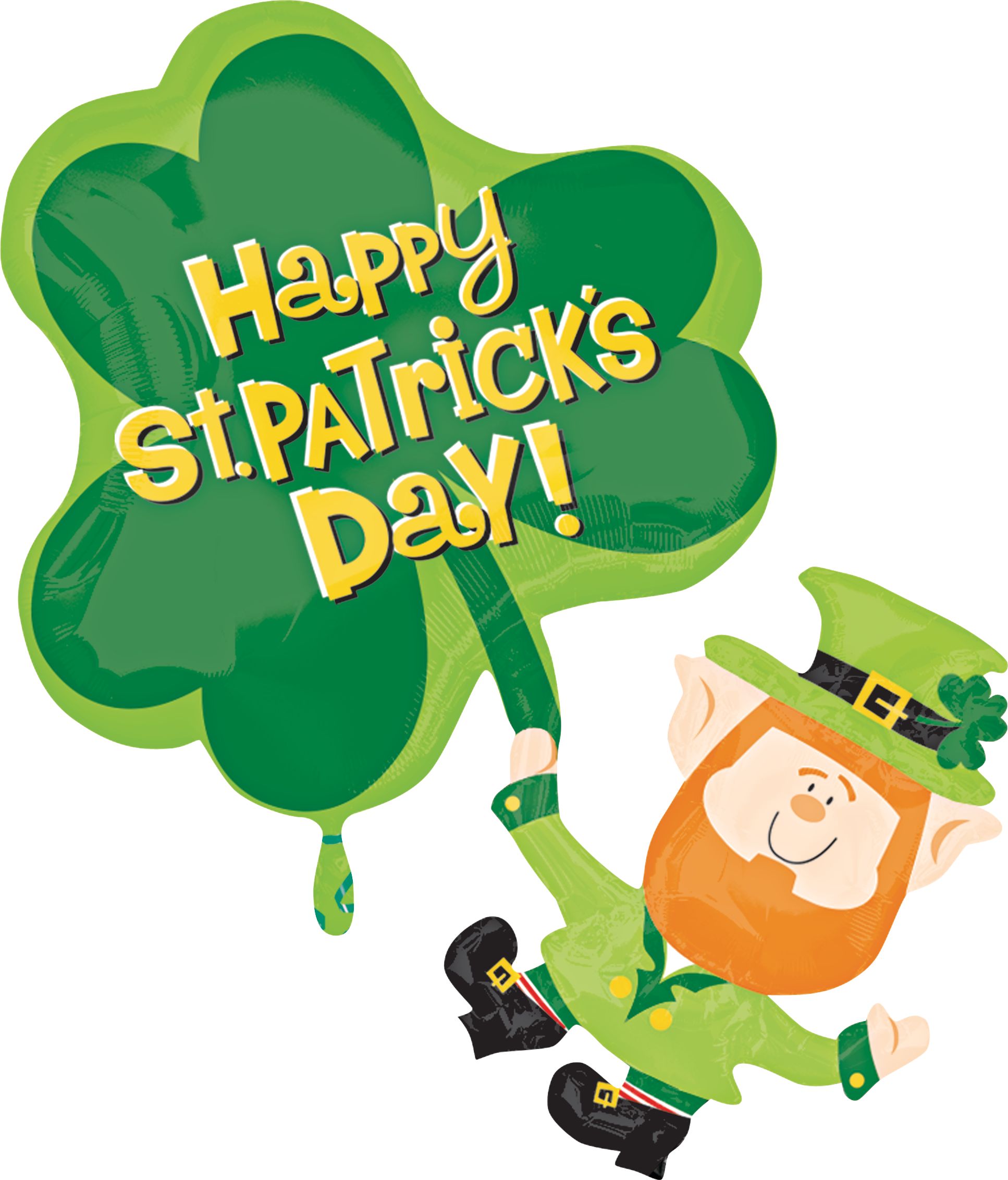 St. Patrick's Day Leprechaun Balloon, 33-in Front_Flat