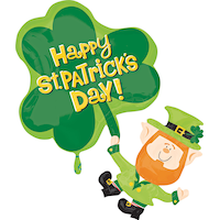St. Patrick's Day Leprechaun Balloon, 33-in Front_Flat