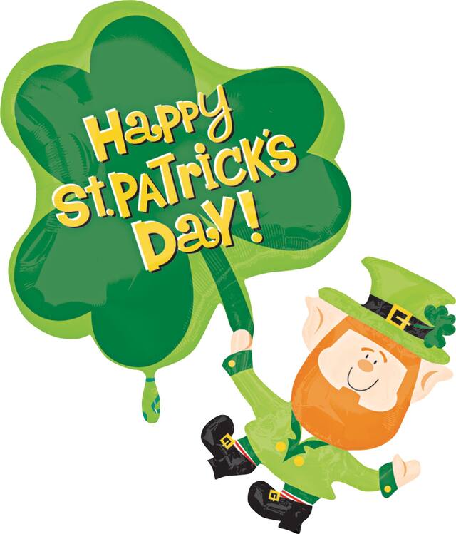 St. Patrick's Day Leprechaun Balloon, 33-in Front_Flat