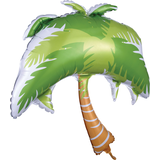 Palm Tree Satin Foil Balloon, Green, 33-in, Helium Inflation & Ribbon Included for Summer Front_Flat