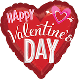 Happy Valentine's Day Heart with Arrow Foil Balloon, Helium Inflation Included, Red, 28-in Front_Flat