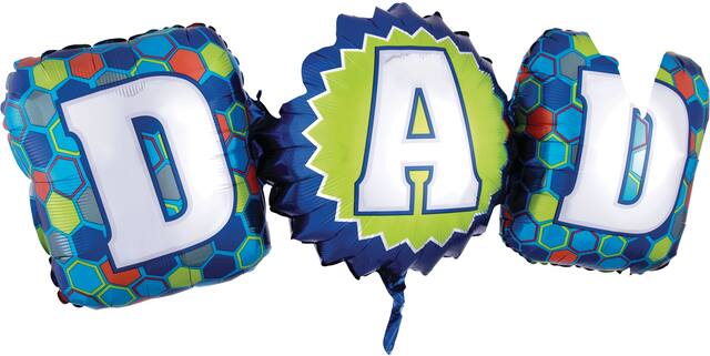 Giant Dad Foil Balloon for Father's Day/Birthday, Helium Inflation Included, 37-in Front_Angled_Right