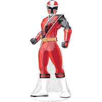 Power Rangers Ninja Steel Red Ranger Satin Foil Balloon, Red/Black, 42-in, Helium Inflation & Ribbon Included for Birthday Party Front_Flat