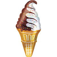Prismatic Ice Cream Cone Foil Balloon for Summer/Birthday Party, Helium Inflation Included, 41-in Front_Flat