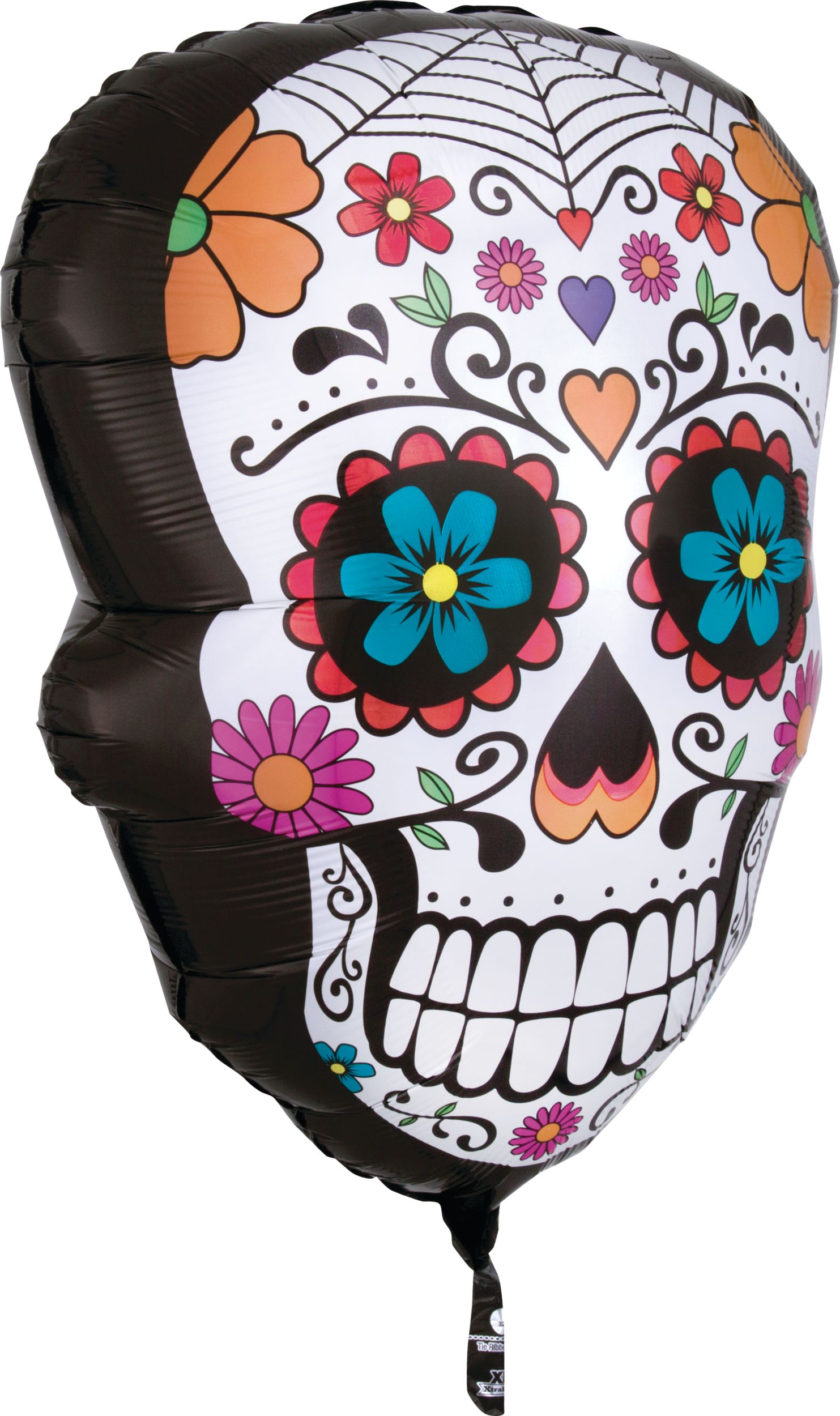 Day of the Dead Sugar Skull Foil Balloon, Helium Inflation Included, 24-in Front_Angled_Right