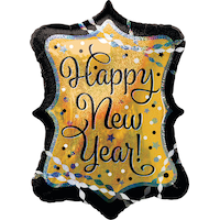 Holographic Marquee Happy New Year Balloon, 27-in Front_Flat