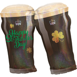"Happy St. Patrick's Day" Irish Beer Mugs Satin Foil Balloon, Brown, 28-in, Helium Inflation & Ribbon Included for St. Patrick's Day Composite_or_Mixed