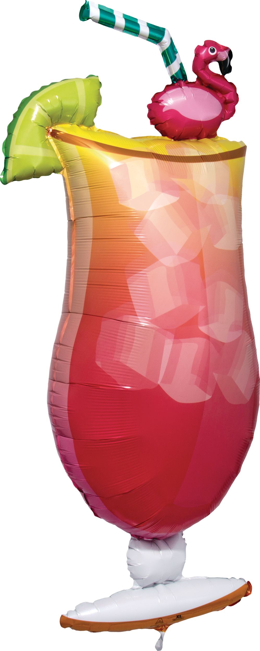 Cocktail Beverage Drink Satin Foil Balloon, Pink, 41-in, Helium Inflation & Ribbon Included for Summer/Luau/Tiki Front_Angled_Right