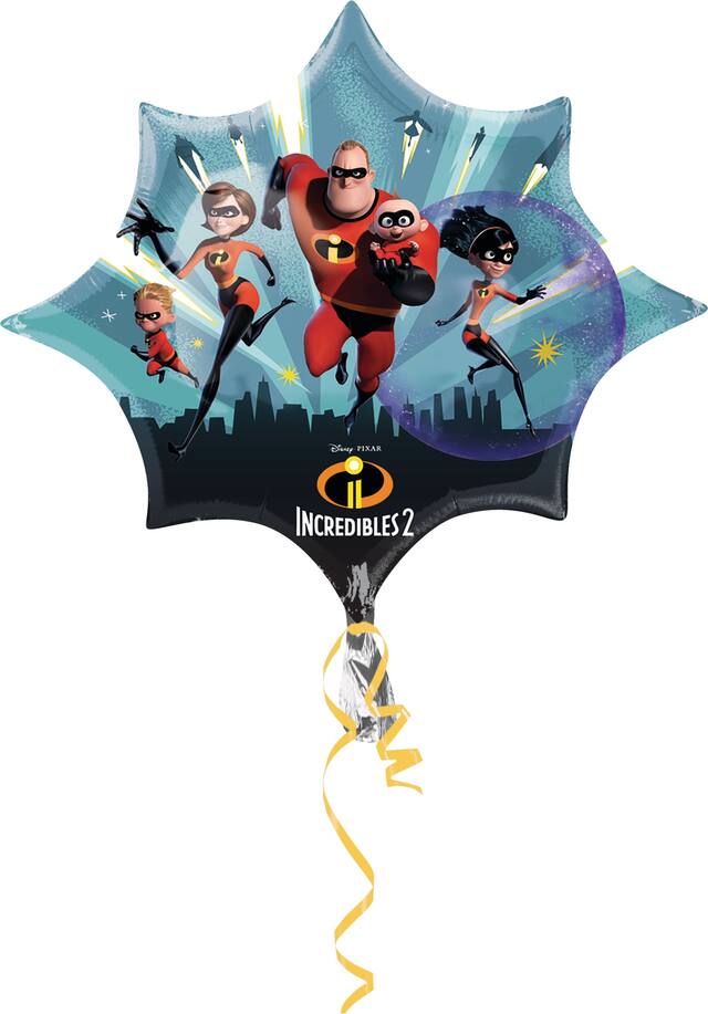 Ballon en aluminium d’anniversaire géant Les Incroyable&nbsp;2, gonflage à l’hélium inclus, 35&nbsp;po Front_Flat