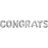 Ballons des lettres du mot Congats remplis d'air, argent, paq. 8 Front_Flat