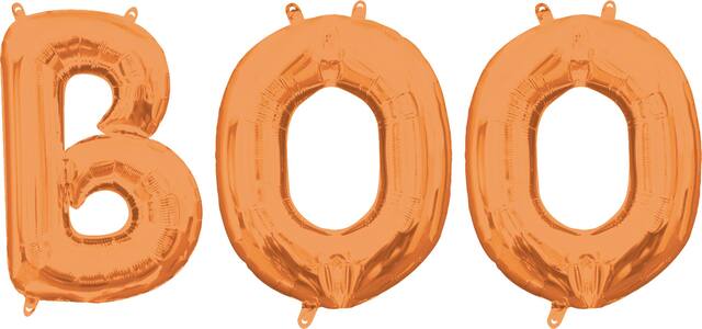 Air-Filled Orange Boo Letter Balloons, 3-pc Front_Flat