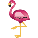 Flamingo Satin Giant Gliding Air-Walker Foil Balloon, Pink, 68-in, Helium Inflation & Ribbon Included for Summer Front_Flat