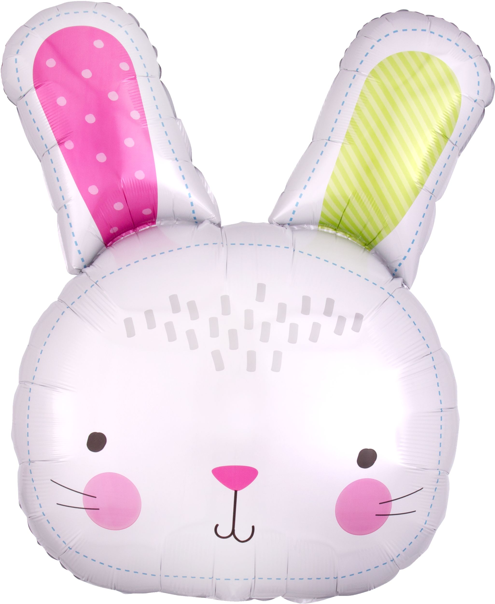 Easter Bunny Head Foil Balloon, Helium Inflation Included, 28-in Front_Flat