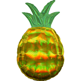 Ballon en aluminium satiné, ananas, jaune/vert, 31 po, gonflement à l'hélium et ruban inclus, pour l'été Front_Flat
